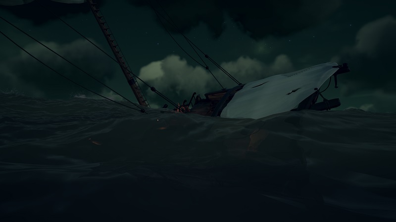 Submechanophobia: a sailboat sinking in the ocean.