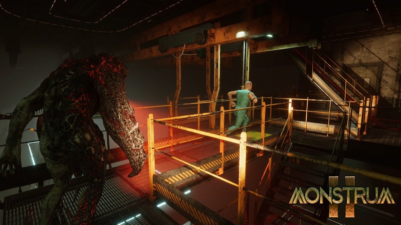 Image from Monstrum 2 showing a monster chasing after a player.