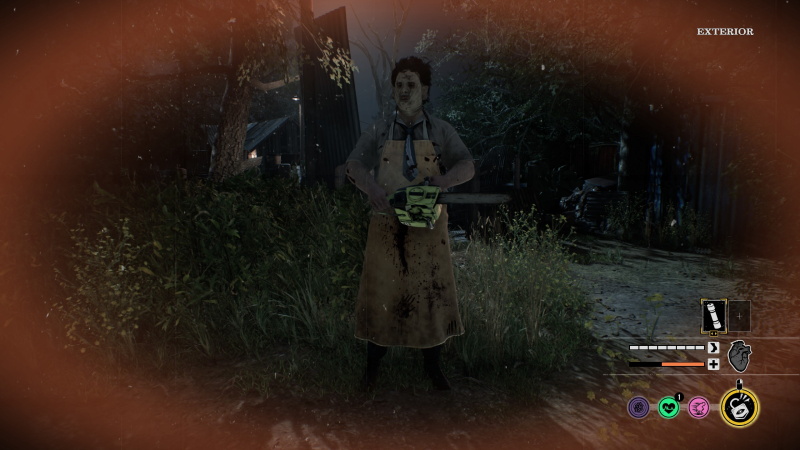 Leatherface staring down a Victim.