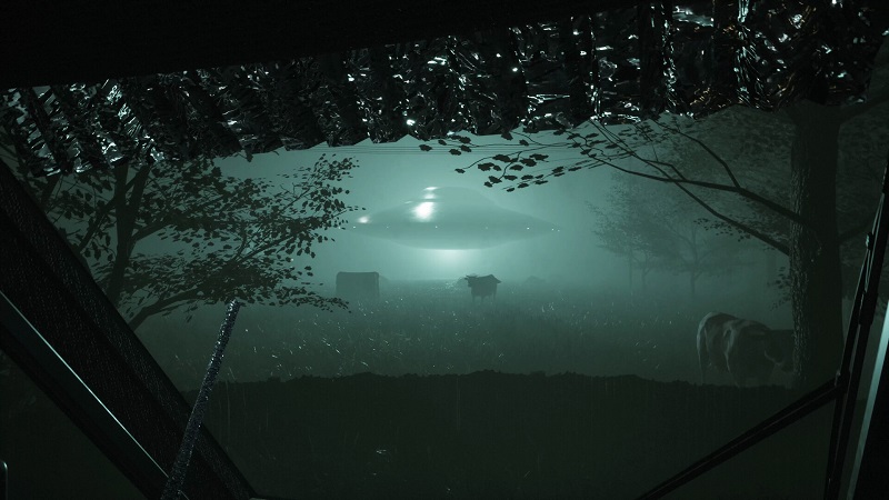 Greyhill Incident: a UFO flying above a night sky.