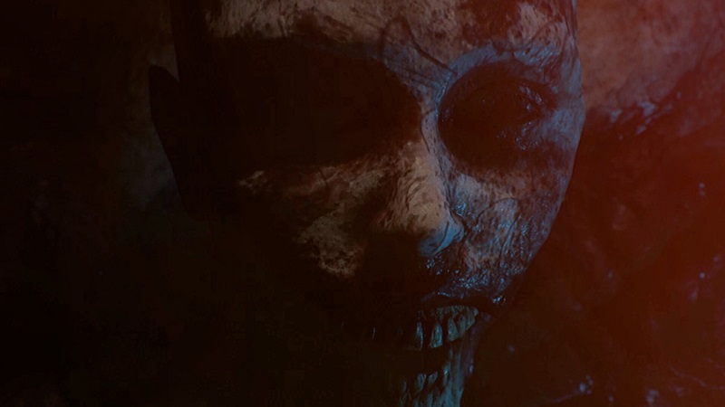 UNFOLLOW: A dark, demonic face with a red glow.